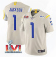 Men's Los Angeles Rams #1 Desean Jackson 2022 Bone Super Bowl LVI Vapor Limited Stitched Jersey Nfl