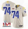 Men's Los Angeles Rams #74 Merlin Olsen 2022 Bone Super Bowl LVI Vapor Limited Stitched Jersey Nfl
