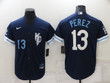 Men's Kansas City Royals #13 Salvador Perez Number 2022 Navy City Connect Cool Base Stitched Jersey Mlb