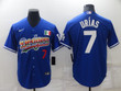 Men's Los Angeles Dodgers #7 Julio Urias Blue With Red Stitched MLB Cool Base Nike Fashion Jersey Mlb