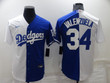 Men's Los Angeles Dodgers #34 Toro Valenzuela White Blue Split Cool Base Stitched Baseball Jersey Mlb