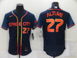 Men's Houston Astros #27 Jose Altuve Number 2022 Navy Blue City Connect Flex Base Stitched Baseball Jersey Mlb