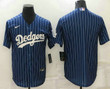 Men's Los Angeles Dodgers Blank Navy Blue Pinstripe Stitched MLB Cool Base Nike Jersey Mlb