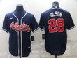 Men's Atlanta Braves #28 Matt Olson Navy Blue Stitched MLB Cool Base Nike Jersey Mlb