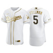 Men's Los Angeles Dodgers #5 Freddie Freeman White Golden Flex Base Stitched Jersey Mlb