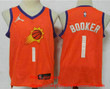 Men's Phoenix Suns #1 Devin Booker Orange Jordan 75Th Anniversary Diamond 2021 Stitched Jersey Nba