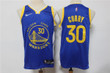 Men's Golden State Warriors #30 Stephen Curry Blue 75Th Anniversary Diamond 2021 Stitched Jersey Nba