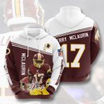 3D Redskins Hoodie 17 Terry Mclaurin Hooded Pocket Pullover Sweater