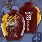 3D Redskins Hoodie 29 Derrius Guice Hooded Pocket Pullover Sweater