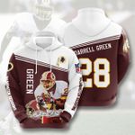 3D Redskins Hoodie 28 Darrell Green Hooded Pocket Pullover Sweater