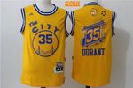 Youth Golden State Warriors #35 Kevin Durant Yellow The City Revolution 30 Swingman 2017 The Nba Finals Patch Jersey Nba