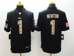 Nike Carolina Panthers #1 Cam Newton Salute To Service Black Limited Jersey Nfl