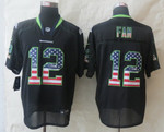 Nike Seattle Seahawks #12 Fan 2014 USA Flag Fashion Black Elite Jersey Nfl