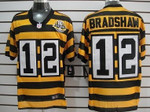 Nike Pittsburgh Steelers #12 Terry Bradshaw Yellow With Black Throwback 80TH Jersey Nfl
