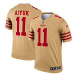 Men's San Francisco 49Ers #11 Brandon Aiyuk 2022 New Gold Inverted Legend Stitched Football Jersey Nfl