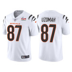 Men's Cincinnati Bengals #87 C.J. Uzomah 2022 White Super Bowl LVI Vapor Limited Stitched Jersey Nfl