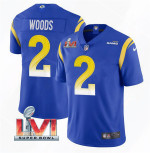 Men's Los Angeles Rams #2 Robert Woods 2022 Royal Super Bowl LVI Vapor Limited Stitched Jersey Nfl