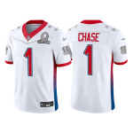 Men's Cincinnati Bengals #1 Ja'marr Chase 2022 White AFC Pro Bowl Stitched Jersey Nfl