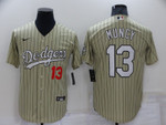 Men's Los Angeles Dodgers #13 Max Muncy Cream Pinstripe Stitched MLB Cool Base Nike Jersey Mlb