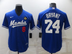 Men's Los Angeles Dodgers Front #8 Back #24 Kobe Bryant Royal 'Mamba' Throwback With KB Patch Cool Base Stitched Jersey Mlb