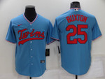 Men's Minnesota Twins #25 Byron Buxton Light Blue Pullover Throwback Cooperstown Nike Jersey Mlb