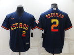 Men's Houston Astros #2 Alex Bregman Number Navy Blue Rainbow Stitched MLB Cool Base Nike Jersey Mlb