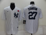 Men's New York Yankees #27 Giancarlo Stanton White Cool Base Stitched Rose Baseball Jersey Mlb