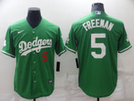 Men's Los Angeles Dodgers #5 Freddie Freeman Green St Patrick's Day 2021 Mexican Heritage Stitched Baseball Jersey Mlb