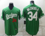 Men's Los Angeles Dodgers #34 Fernando Valenzuela Green Celtic Cool Base Stitched Jersey Mlb