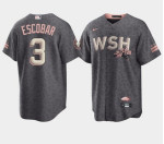 Men's Washington Nationals #3 Alcides Escobar 2022 Grey City Connect Cherry Blossom Cool Base Stitched Jersey Mlb
