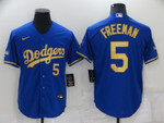 Men's Los Angeles Dodgers #5 Freddie Freeman Blue Gold Stitched MLB Cool Base Nike Fashion Jersey Mlb