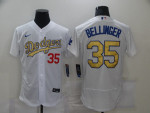 Men's Los Angeles Dodgers #35 Cody Bellinger 2021 White Gold Sttiched Jersey Mlb