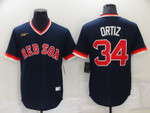 Men's Boston Red Sox #34 David Ortiz Navy Blue Cooperstown Collection Stitched Throwback Jersey Mlb