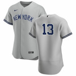 New York Yankees #13 Joey Gallo Men's Nike Gray Authentic Road MLB Jersey - No Name Mlb