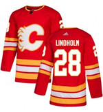 Men's Adidas Calgary Flames #28 Elias Lindholm Red Alternate Authentic Stitched NHL Jersey Nhl