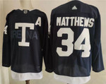 Men's Toronto Maple Leafs 34 Auston Matthews Navy 2022 NHL Heritage Classic Adidas Jersey Nhl