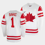 Men's Joe Sakic Canada Hockey White 2022 Winter Olympic #1 Salt Lake City Jersey Nhl