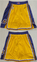 Men's Los Angeles Lakers Yellow Shorts (Run Small) Nba
