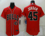 Men's Chicago Bulls #45 Michael Jordan Red Stitched Flex Base Nike Baseball Jersey Nba