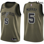 Mens Nike San Antonio Spurs 5 Dejounte Murray Swingman Green Salute To Service NBA Jersey Nba