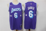 Men's Los Angeles Lakers #6 Lebron James Purple Nike Diamond 2022 City Edition Swingman Stitched Jersey Nba