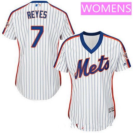 Women's New York Mets #7 Jose Reyes White Pullover Stitched Mlb Majestic Cool Base Jersey Mlb- Women's