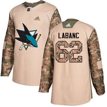Adidas Sharks #62 Kevin Labanc Camo Authentic 2017 Veterans Day Stitched Nhl Jersey Nhl