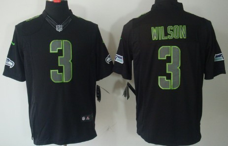 Nike Seattle Seahawks #3 Russell Wilson Black Impact Limited Jersey Nfl