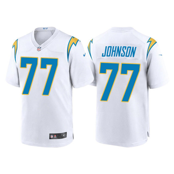 Men's Los Angeles Chargers #77 Zion Johnson White Limited Stitched Jersey Nfl