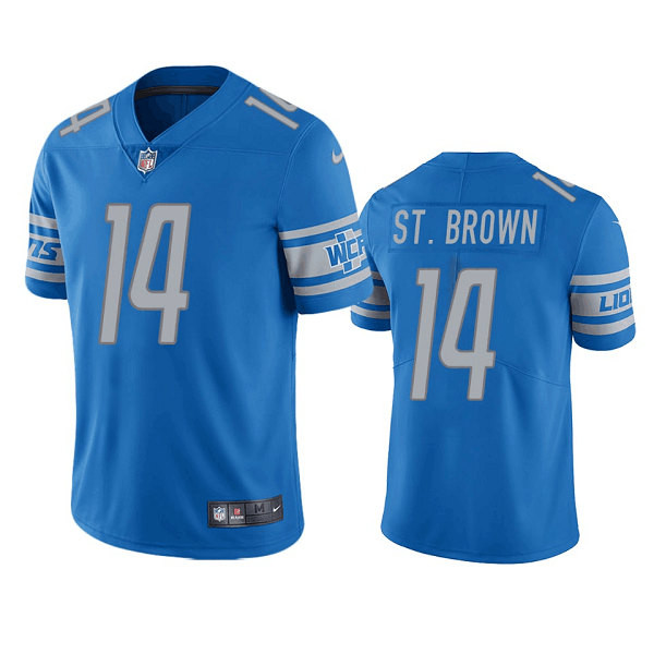 Men's Detroit Lions #14 Mon-Ra St. Brown Blue Vapor Untouchable Limited Stitched Jersey Nfl