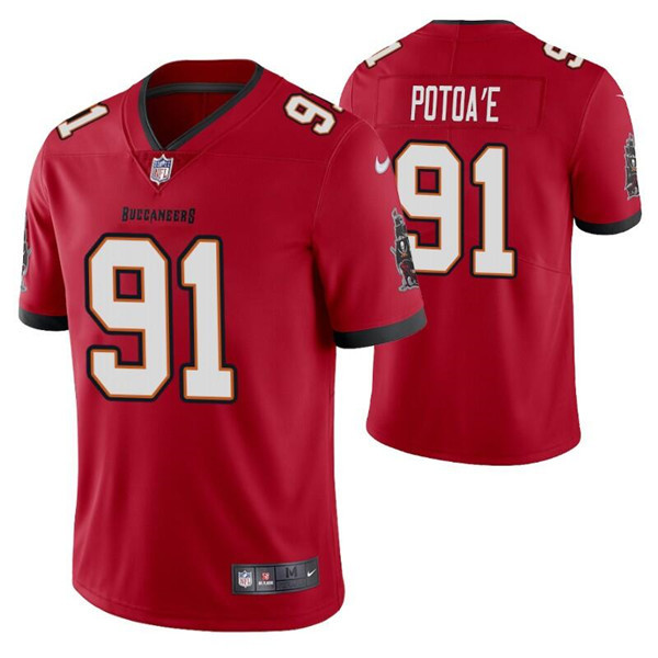 Men's Tampa Bay Buccaneers #91 Benning Potoa'e Red Vapor Untouchable Limited Stitched Jersey Nfl