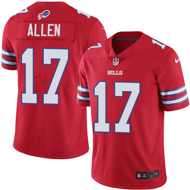 Men's Nike Bills #17 Josh Allen Red Stitched NFL Limited Rush Jersey Nfl