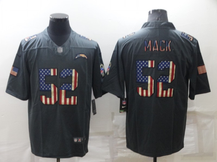 Men's Los Angeles Chargers #52 Khalil Mack Grey Salute To Service USA Flag Stitched Jersey Nfl