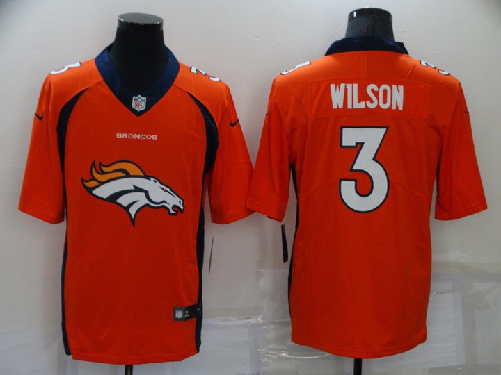 Men's Denver Broncos #3 Russell Wilson Orange Big Logo Number Vapor Untouchable Stitched NFL Nike Fashion Limited Jersey Nfl